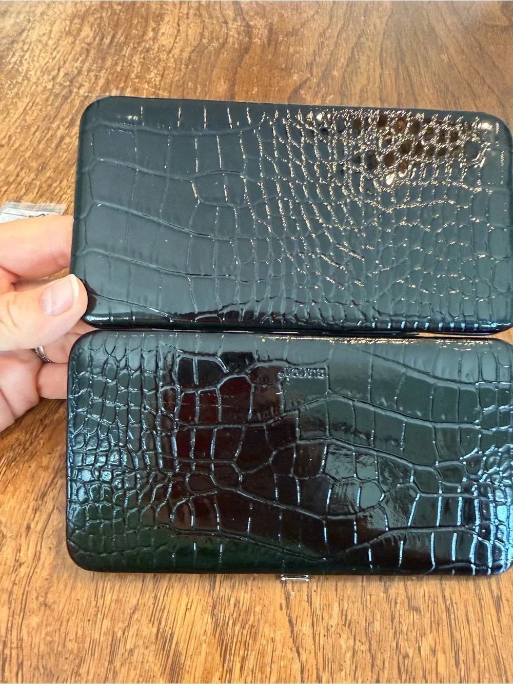 Buxton Black croc embossed Leather Clasp Wallet Organizer